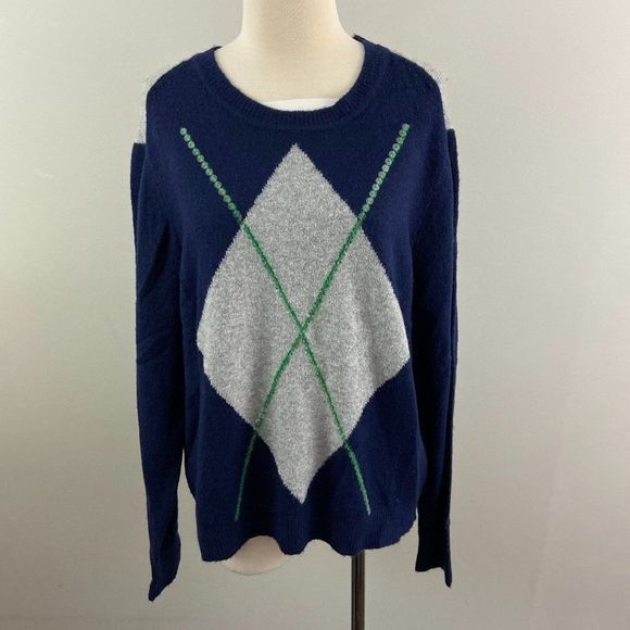 NWT COURT & ROWE Blue Argyle‎ Crew Neck Sweater (XL - Picture 2 of 8